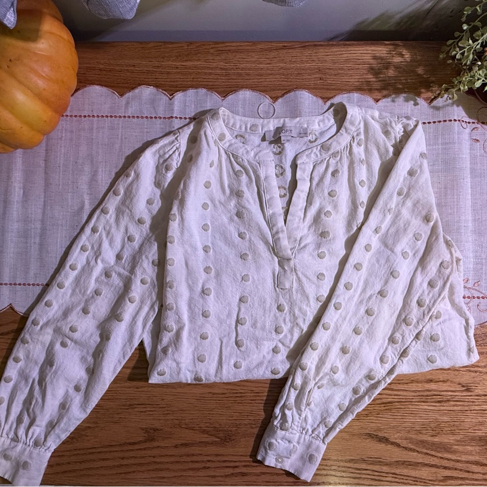 LOFT Cream Textured Blouse